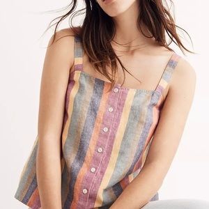 Madewell Rainbow Stripe Button-Front Tank Top